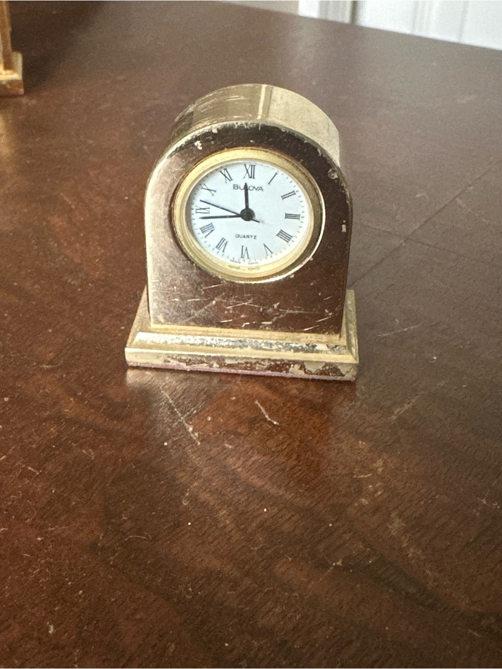 Bulova Gold and White Small Mantel Clock